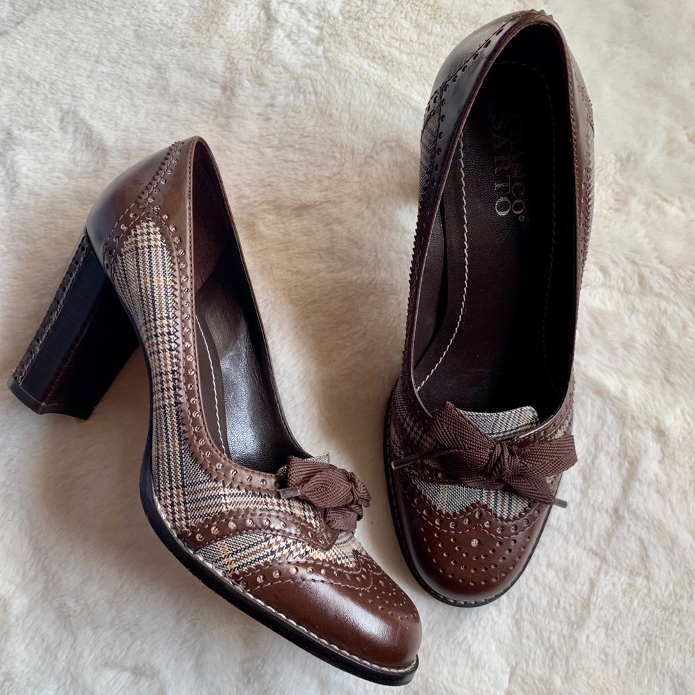 Franco Sarto Leather Heels Oxford Heels Pumps Bow
